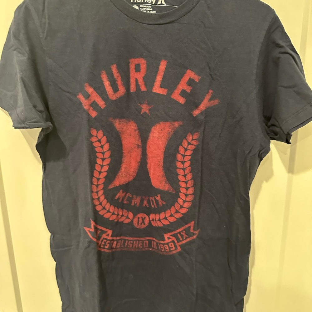 Hurley Navy Short-Sleeve Graphic Tee with Red Logo